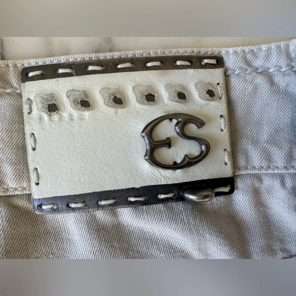 NWT ERMANNO SCERVINO Grey Jeans Cool Leather and Metal brand tag on back IT54 - Picture 8 of 12